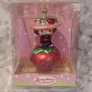 Vtg Strawberry Shortcake Glass Christmas Ornament In Box American Greetings 2004